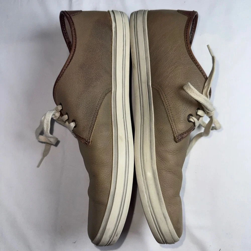 Sebago Mens Frome Glover Plain Toe Taupe Leather Sneakers B140061 Size 10